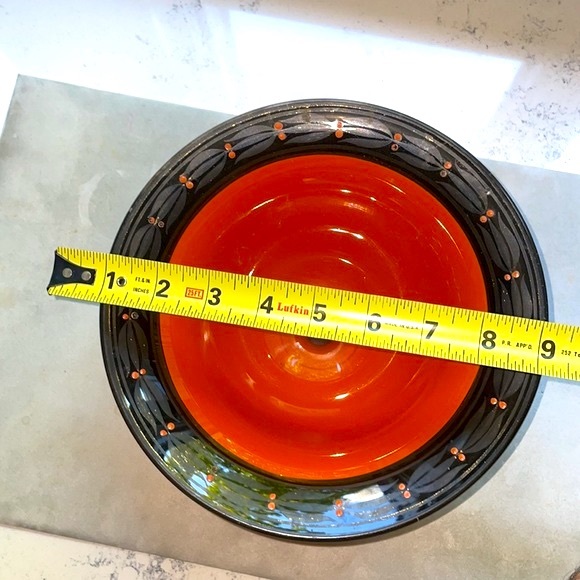 Art Deco Large Orange Glass Footed Pedestal Compote Vintage Excellent Condition - Picture 9 of 10